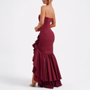 Sexy High Slit Ruffle Mermaid Prom Gown for Women Cocktail Dress - AwwwCos