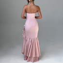 Sexy High Slit Ruffle Mermaid Prom Gown for Women Cocktail Dress - AwwwCos