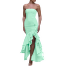 Sexy High Slit Ruffle Mermaid Prom Gown for Women Cocktail Dress - AwwwCos