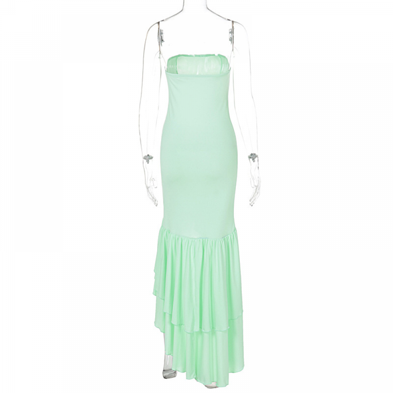 Sexy High Slit Ruffle Mermaid Prom Gown for Women Cocktail Dress - AwwwCos
