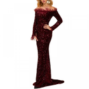 Sexy Off The Shoulder Mermaid Cocktail Dress Sequins Feather Maxi Dress - AwwwCos