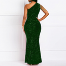 Sexy Sequin One Shoulder Tassel Mermaid Bodycon Cocktail Evening Dress - AwwwCos