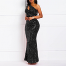 Sexy Sequin One Shoulder Tassel Mermaid Bodycon Cocktail Evening Dress - AwwwCos