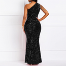 Sexy Sequin One Shoulder Tassel Mermaid Bodycon Cocktail Evening Dress - AwwwCos