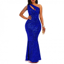 Sexy Sequin One Shoulder Tassel Mermaid Bodycon Cocktail Evening Dress - AwwwCos