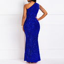 Sexy Sequin One Shoulder Tassel Mermaid Bodycon Cocktail Evening Dress - AwwwCos