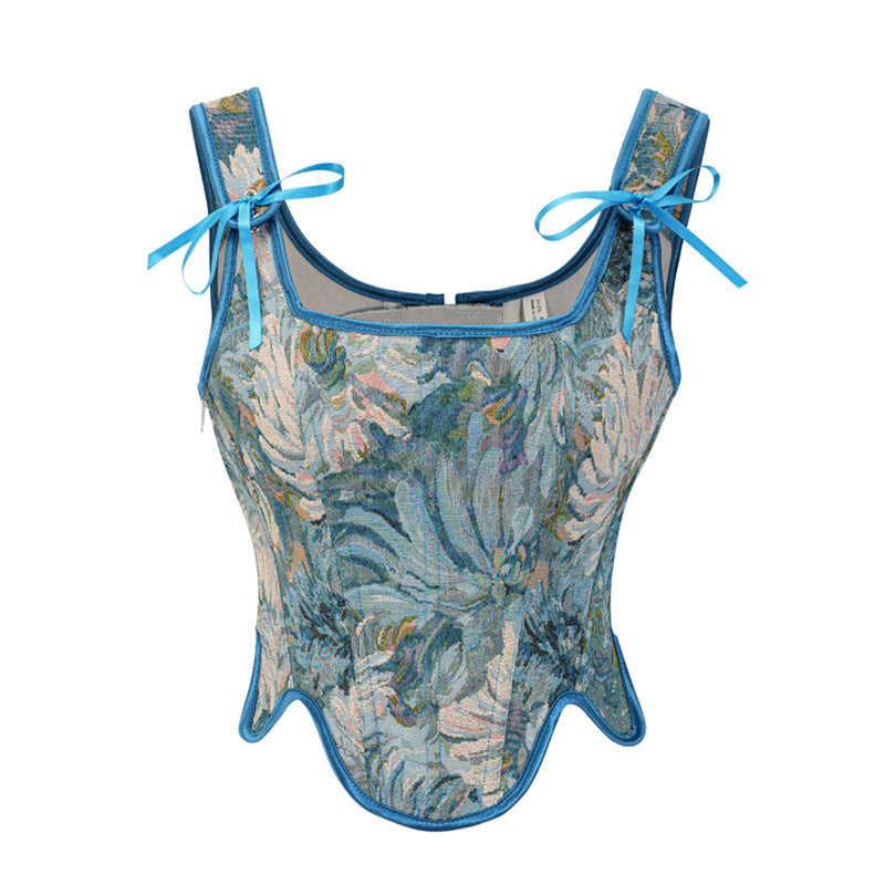 Sexy Women Vintage 1920s Bandage Boned Corset Printed Bustier - AwwwCos
