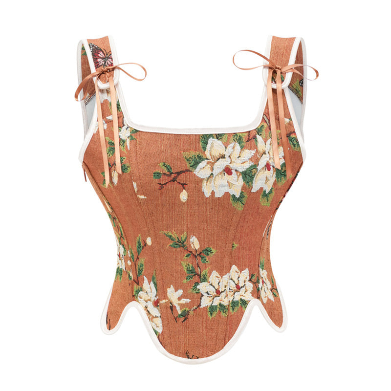 Sexy Women Vintage 1920s Bandage Boned Corset Printed Bustier - AwwwCos
