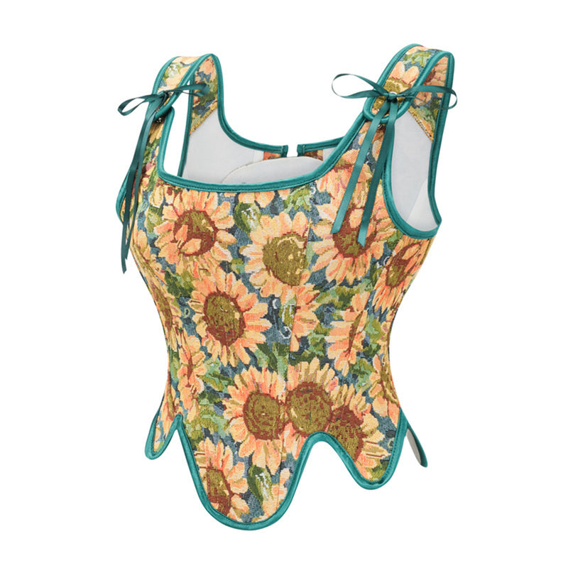 Sexy Women Vintage 1920s Bandage Boned Corset Printed Bustier - AwwwCos