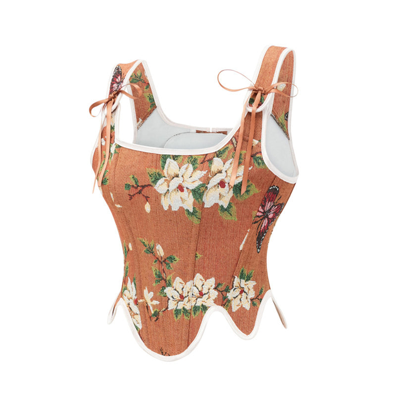 Sexy Women Vintage 1920s Bandage Boned Corset Printed Bustier - AwwwCos
