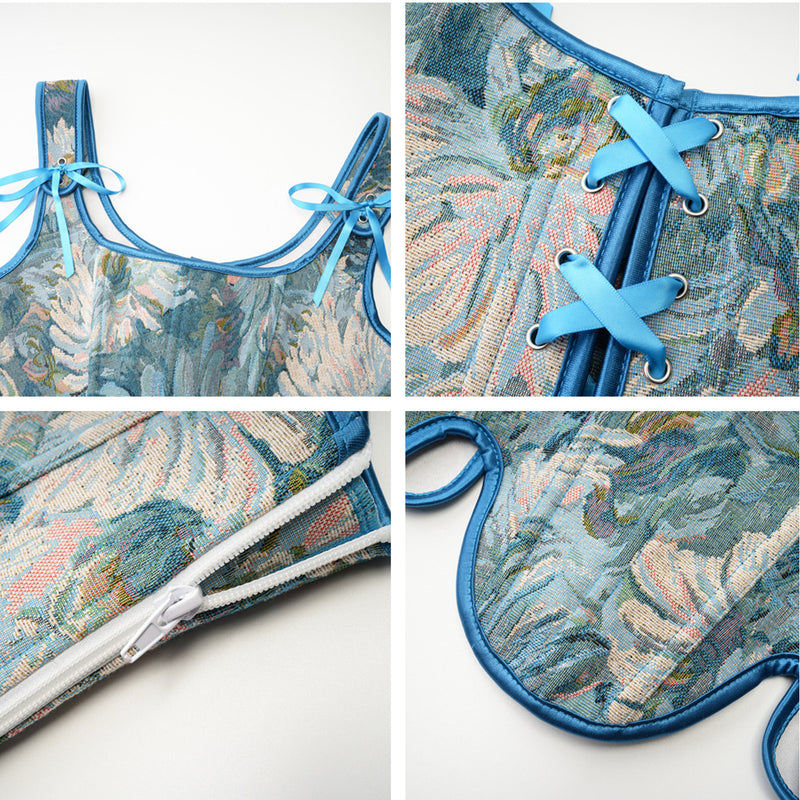 Sexy Women Vintage 1920s Bandage Boned Corset Printed Bustier - AwwwCos