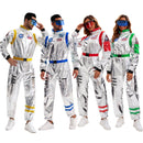 Silver Space Astronaut Cosplay Costume Embroidered Patch Pockets Jumpsuit - AwwwCos