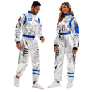 Silver Space Astronaut Cosplay Costume Embroidered Patch Pockets Jumpsuit - AwwwCos
