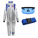 Silver Space Astronaut Cosplay Costume Embroidered Patch Pockets Jumpsuit - AwwwCos