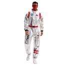 Silver Space Astronaut Cosplay Costume Embroidered Patch Pockets Jumpsuit - AwwwCos