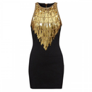 Sleeveless Slimming Sexy Black Luxury Beaded Fashion Golden Hip Dress - AwwwCos