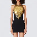 Sleeveless Slimming Sexy Black Luxury Beaded Fashion Golden Hip Dress - AwwwCos