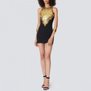 Sleeveless Slimming Sexy Black Luxury Beaded Fashion Golden Hip Dress - AwwwCos