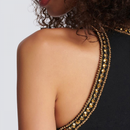 Sleeveless Slimming Sexy Black Luxury Beaded Fashion Golden Hip Dress - AwwwCos