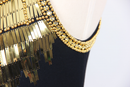 Sleeveless Slimming Sexy Black Luxury Beaded Fashion Golden Hip Dress - AwwwCos