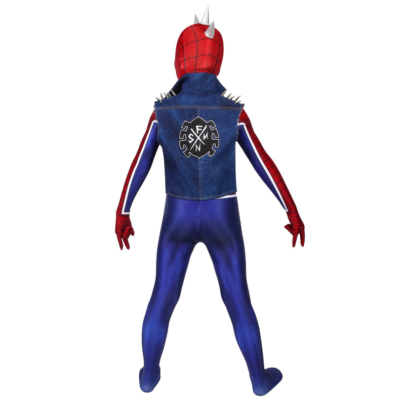 Spider Man PS4 Spider-Punk Suit Cosplay Child Boy Costume
