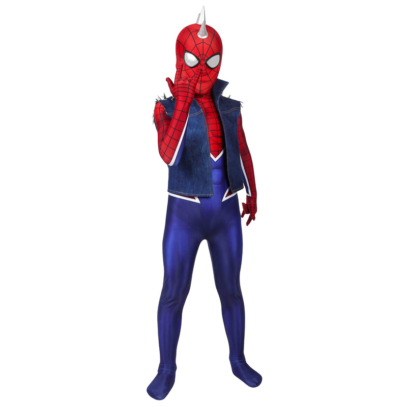 Spider Man PS4 Spider-Punk Suit Cosplay Child Boy Costume