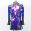 Spring And Autumn Cool Purple Sequins Women Top Collar One Button Jacket - AwwwCos