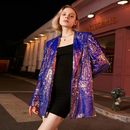 Spring And Autumn Cool Purple Sequins Women Top Collar One Button Jacket - AwwwCos