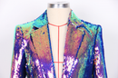 Spring And Autumn Cool Purple Sequins Women Top Collar One Button Jacket - AwwwCos
