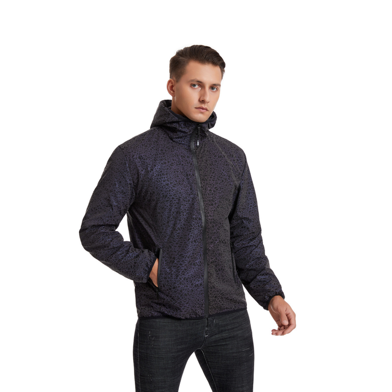 Spring Autumn Colorful Bird's Nest Pattern Full Reflective Night Vision Jacket - AwwwCos