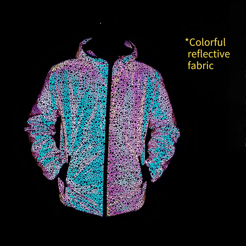 Spring Autumn Colorful Bird's Nest Pattern Full Reflective Night Vision Jacket - AwwwCos