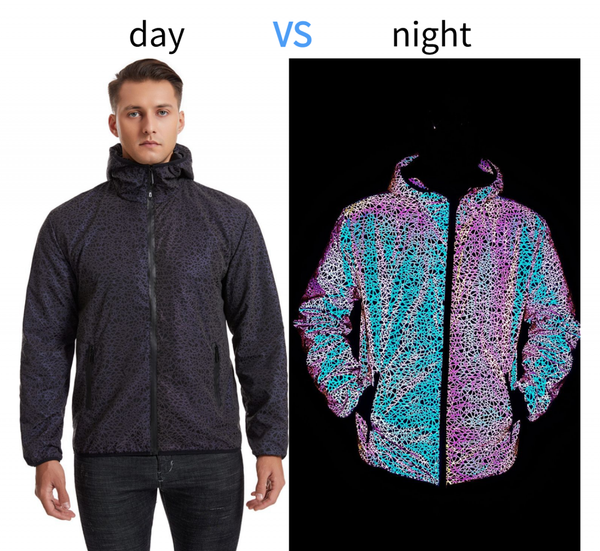 Spring Autumn Colorful Bird's Nest Pattern Full Reflective Night Vision Jacket - AwwwCos