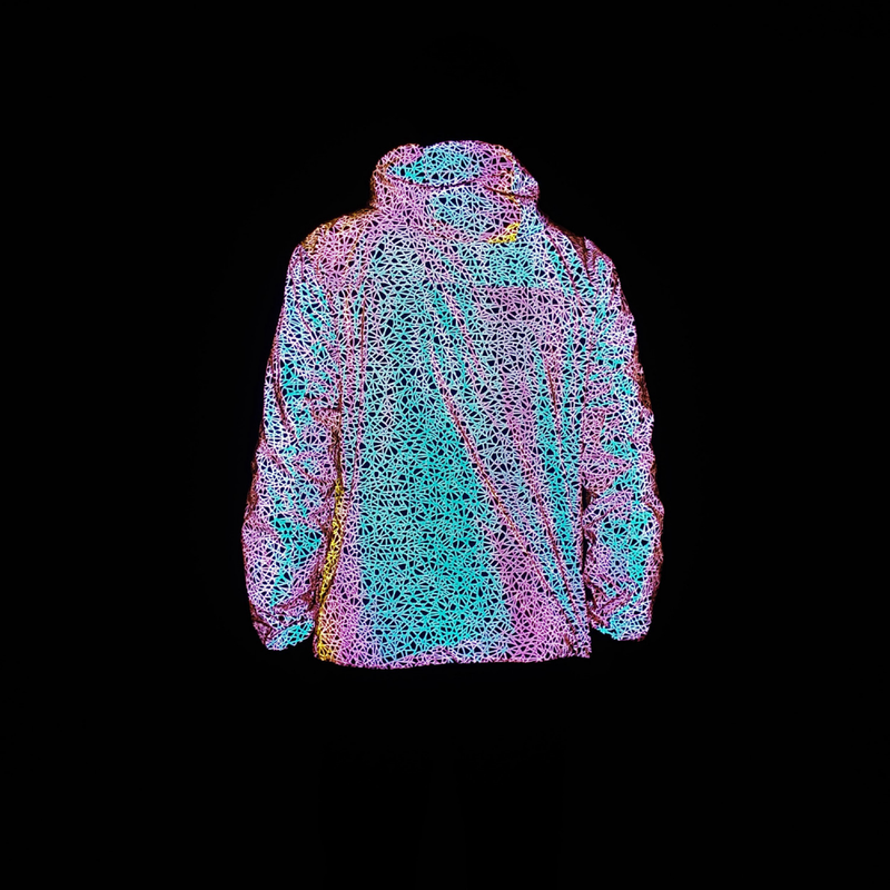 Spring Autumn Colorful Bird's Nest Pattern Full Reflective Night Vision Jacket - AwwwCos