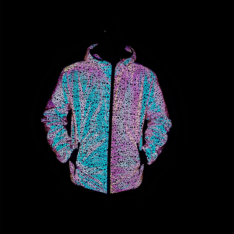 Spring Autumn Colorful Bird's Nest Pattern Full Reflective Night Vision Jacket - AwwwCos