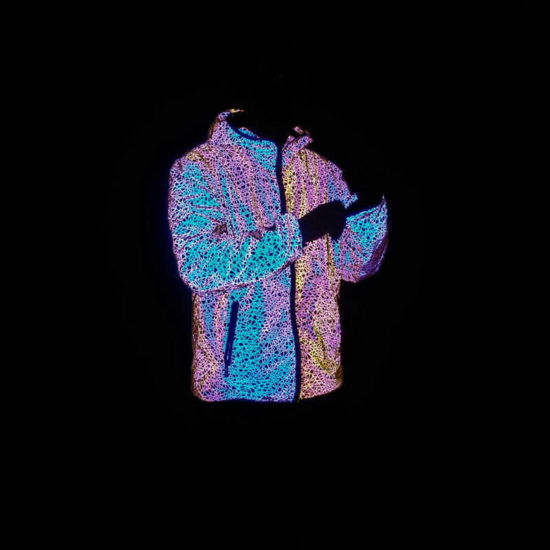 Spring Autumn Colorful Bird's Nest Pattern Full Reflective Night Vision Jacket - AwwwCos