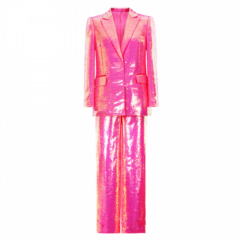 Spring Autumn Sequin Two-Piece Flash Bling Bling Jacket Pants Fashion Suit - AwwwCos
