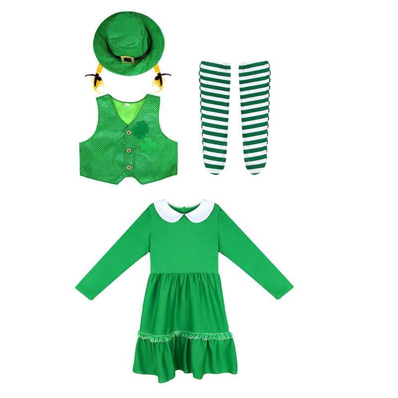 St. Patrick's Day Green Suit Kid Cosplay Costume Beard Accessory