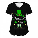 St.Patrick's Day Scrub Tops Casual Printed Shamrock T Shirt with Pocket - AwwwCos