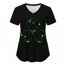 St.Patrick's Day Scrub Tops Casual V Neck Shamrock T Shirt with Pocket
