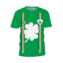 St.Patrick's Day Scrub Tops Green O Neck 3D Printed Shamrock T Shirt - AwwwCos