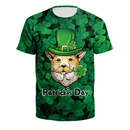 St.Patrick's Day Scrub Tops Green O Neck 3D Printed Shamrock T Shirt - AwwwCos