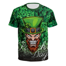 St.Patrick's Day Scrub Tops Green O Neck 3D Printed Shamrock T Shirt - AwwwCos