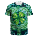 St.Patrick's Day Scrub Tops Green O Neck 3D Printed Shamrock T Shirt - AwwwCos