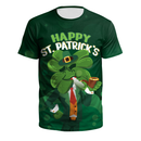 St.Patrick's Day Scrub Tops Green O Neck 3D Printed Shamrock T Shirt - AwwwCos