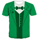 St.Patrick's Day Scrub Tops Round Neck 3D Printed Shamrock T Shirt