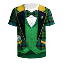 St.Patrick's Day Scrub Tops Round Neck 3D Printed Shamrock T Shirt