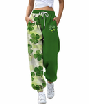 St Patricks Pants Casual Clover Printed High-waisted Drawstring Sweatpant