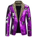 Stage Performance Nightclub Bar DJ Singer Host Two-Tone Sequin Jacket - AwwwCos