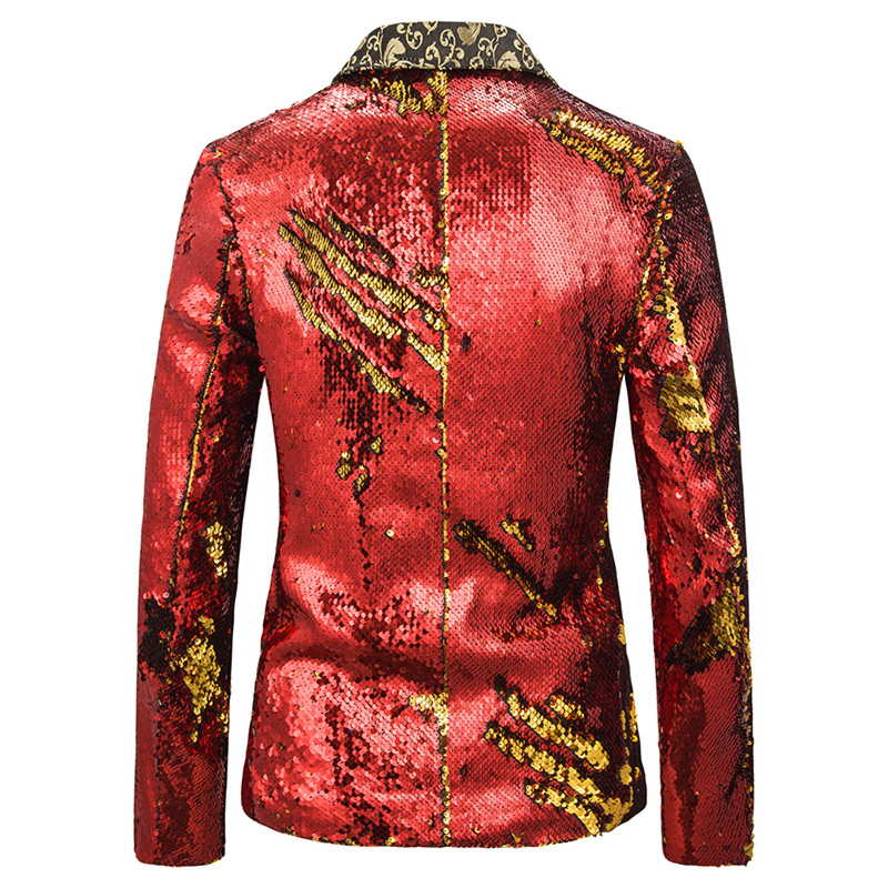 Stage Performance Nightclub Bar DJ Singer Host Two-Tone Sequin Jacket