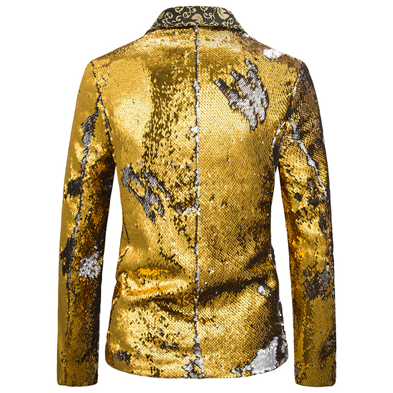 Stage Performance Nightclub Bar DJ Singer Host Two-Tone Sequin Jacket